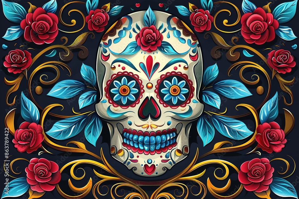 Skull decorated in offering day of the dead Mexico Skull decorated in offering day of the dead Mexico