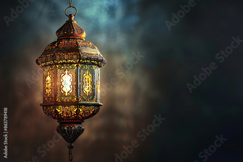 a lantern with a lit candle © Bogdan