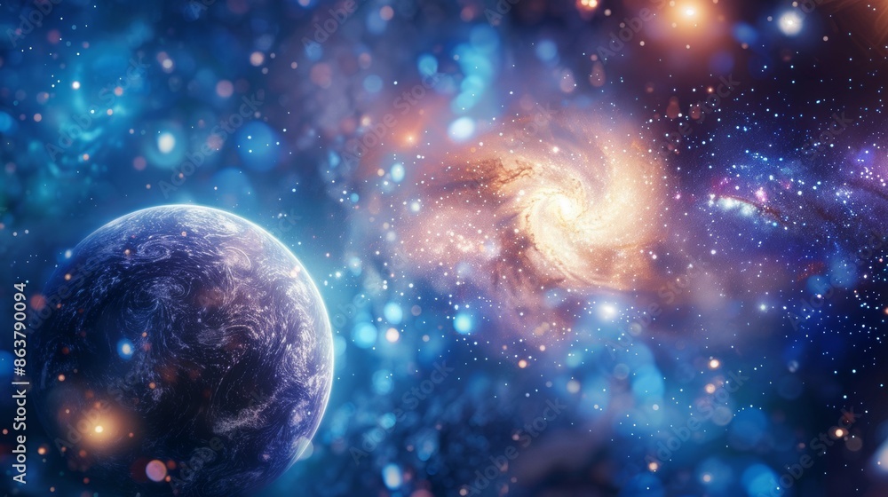 A close up of a planet and galaxy in space, AI A close up of a planet and galaxy in space, AI