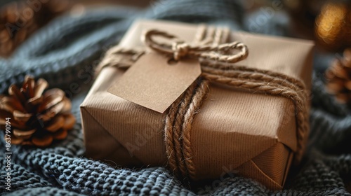 Rustic Gift Wrapped in Brown Paper and Twine.