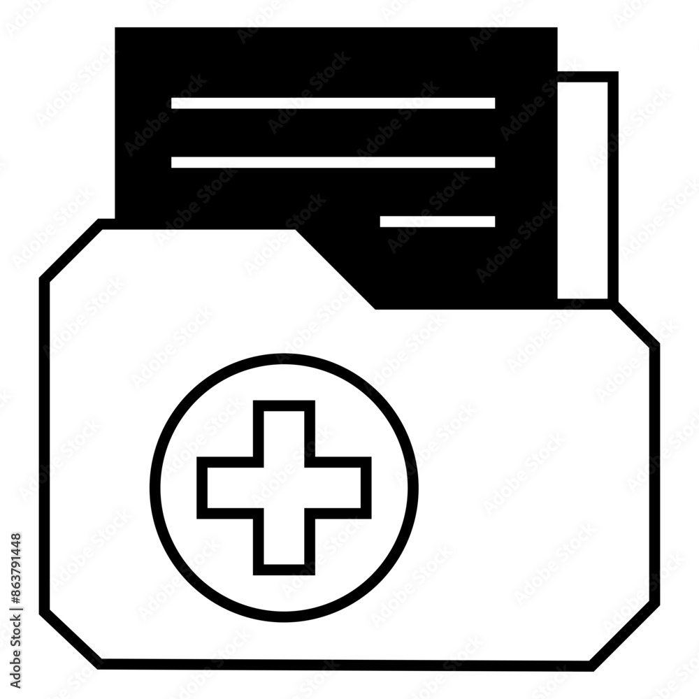 Fototapeta premium Health Record Folder Icon Vector Illustration Logo Template, can be used for many purposes