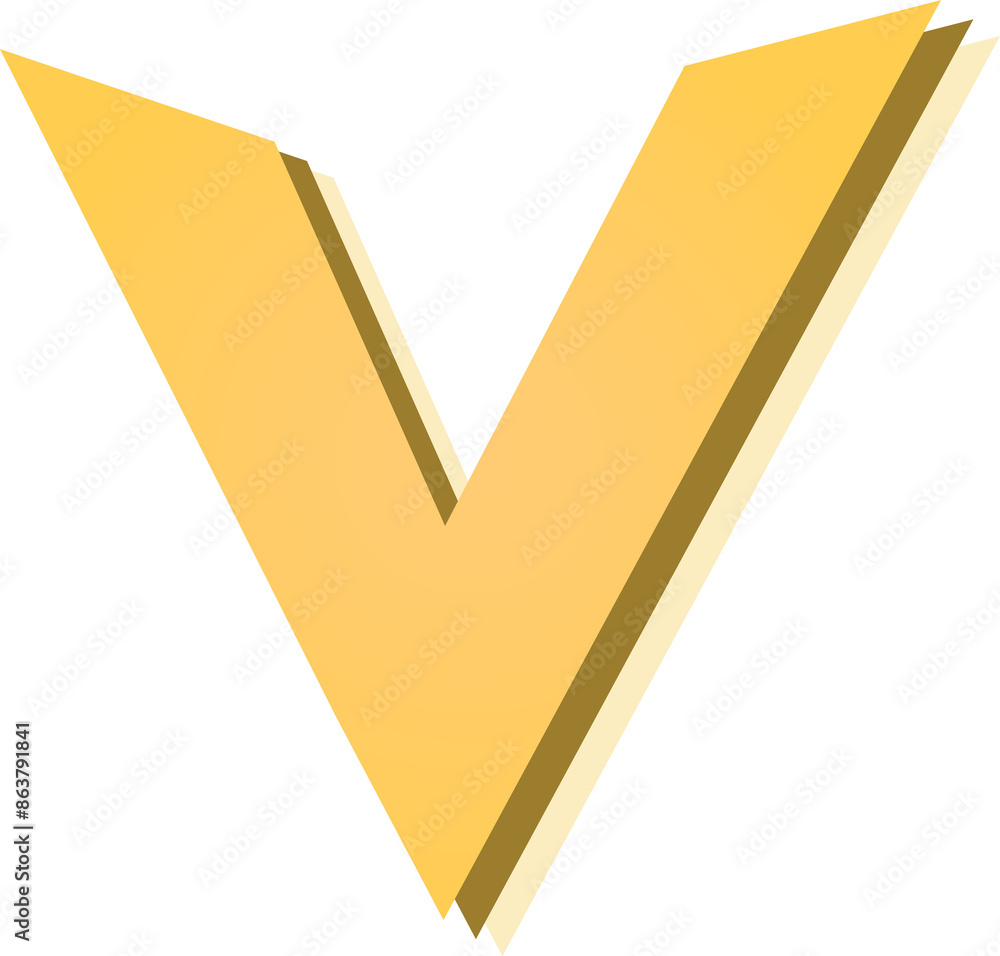Yellow alphabet letter V Yellow alphabet letter V