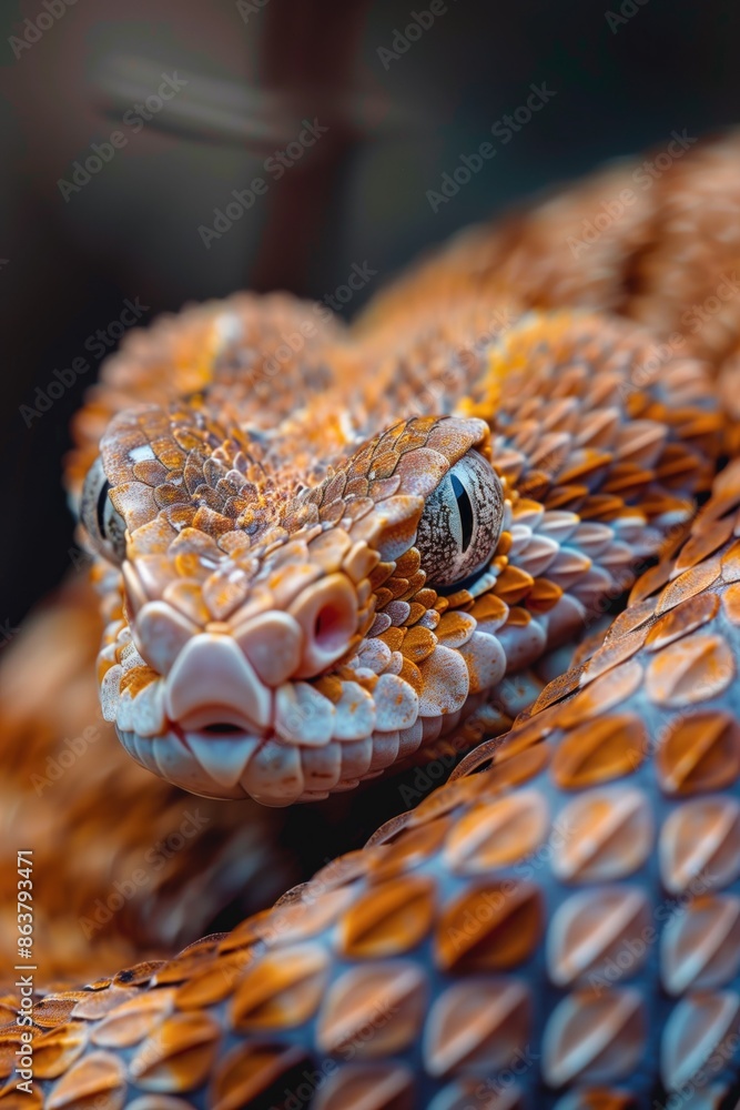 Closup photo from venomous snake, poisonous and dangerous wild animal Closup photo from venomous snake, poisonous and dangerous wild animal