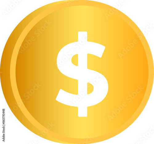 dollar coin in gold vector illustration