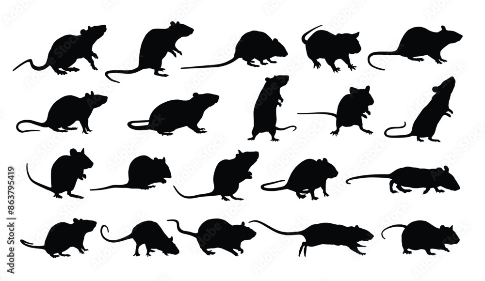 The set silhouettes of rats.
The set silhouettes of rats.