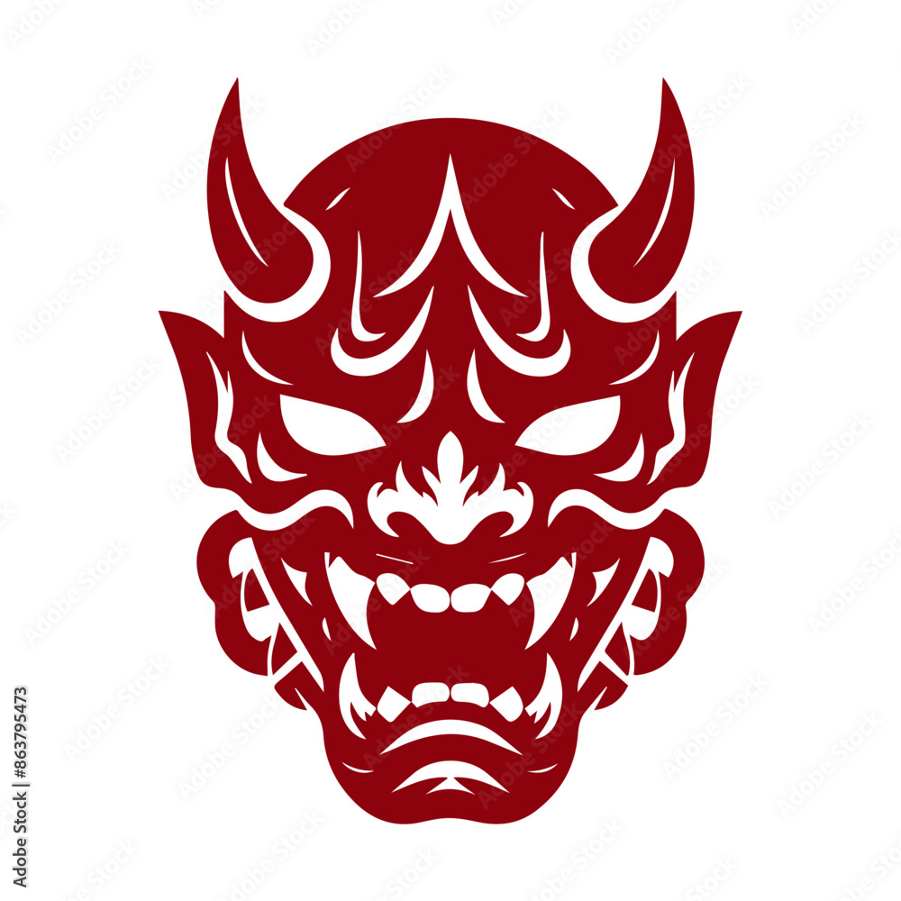 Oni japanese devil mask vector illustration Oni japanese devil mask vector illustration