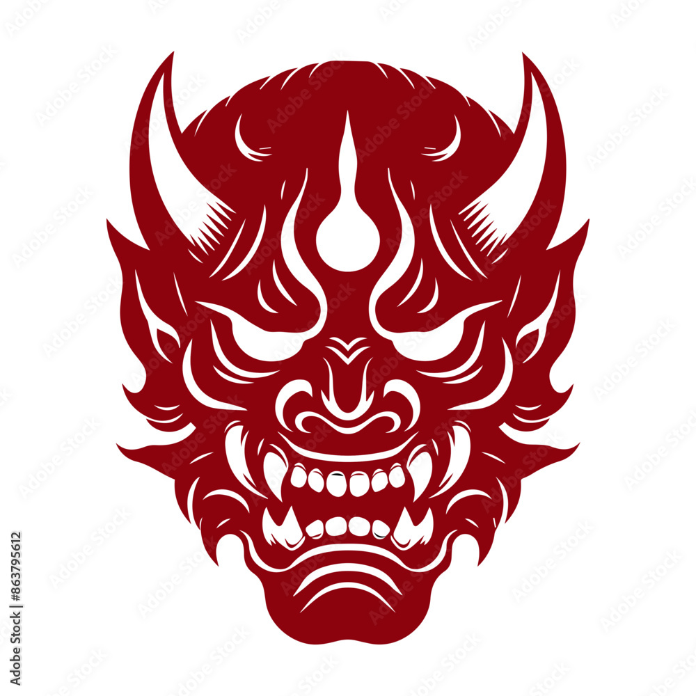 Oni japanese devil mask vector illustration Oni japanese devil mask vector illustration