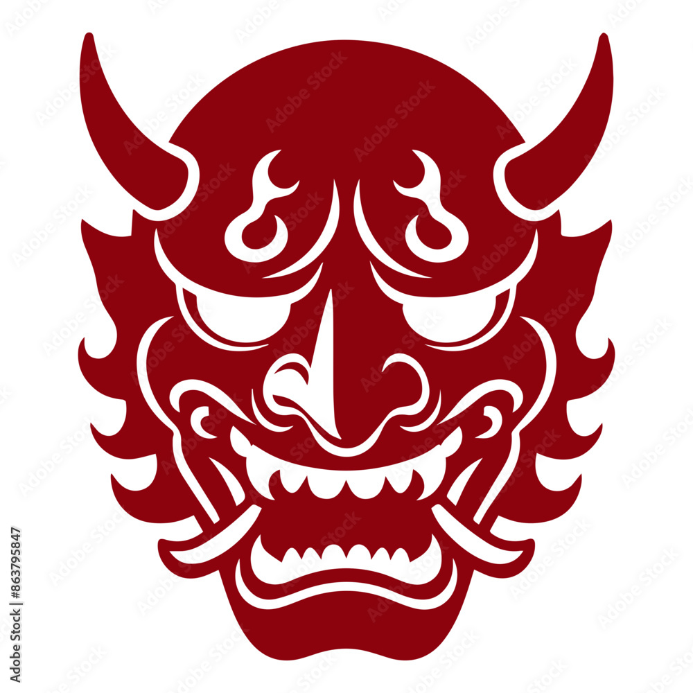 Oni japanese devil mask vector illustration Oni japanese devil mask vector illustration