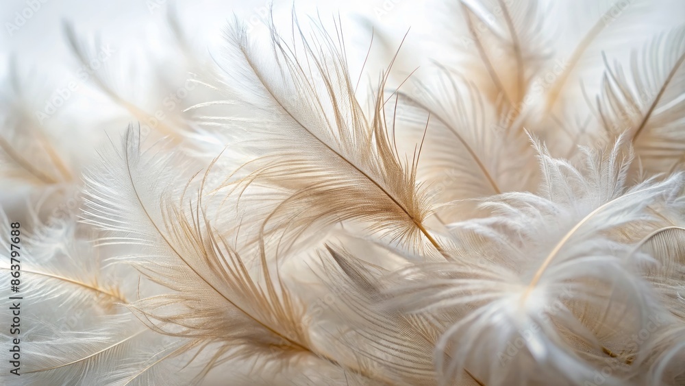 Obraz premium Softly focused, wispy, feathery textures and minimal, delicate, intricate patterns against a clean, pure, and minimalist white background.