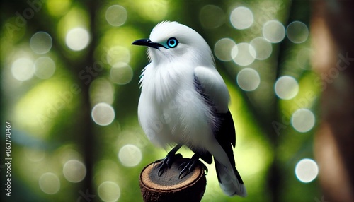 Balinese starlings are perched on tree branches, in a natural natural atmosphere