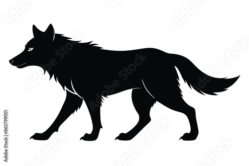 a wolf in a white background silhouette illustration