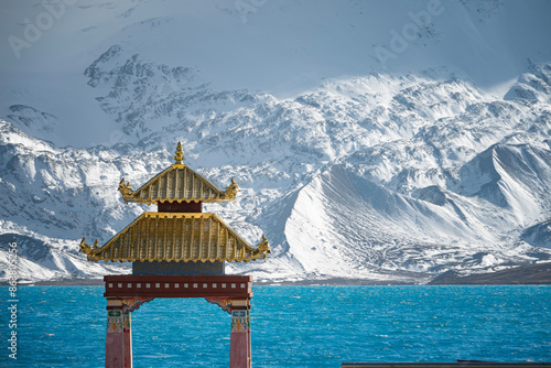 The Chumba Yumco and Ali Guomu Mountain in Tibet which is next to the China and Bhutan border photo