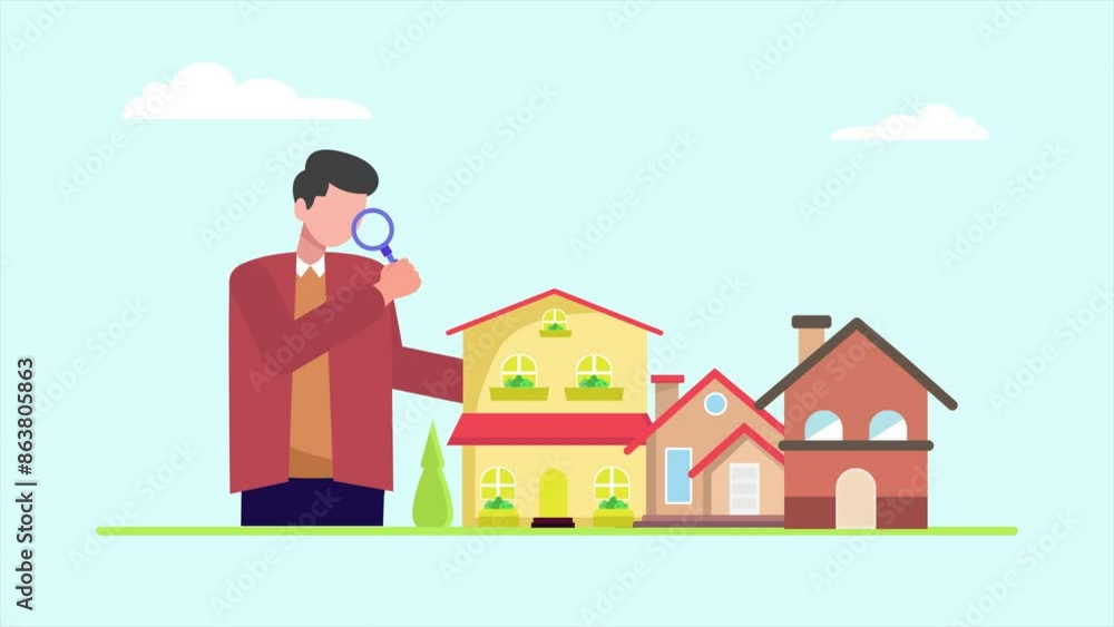 Animated video Real estate market concept. Full length animation illustration. High quality 4k footage. Animated video Real estate market concept. Full length animation illustration. High quality 4k footage.