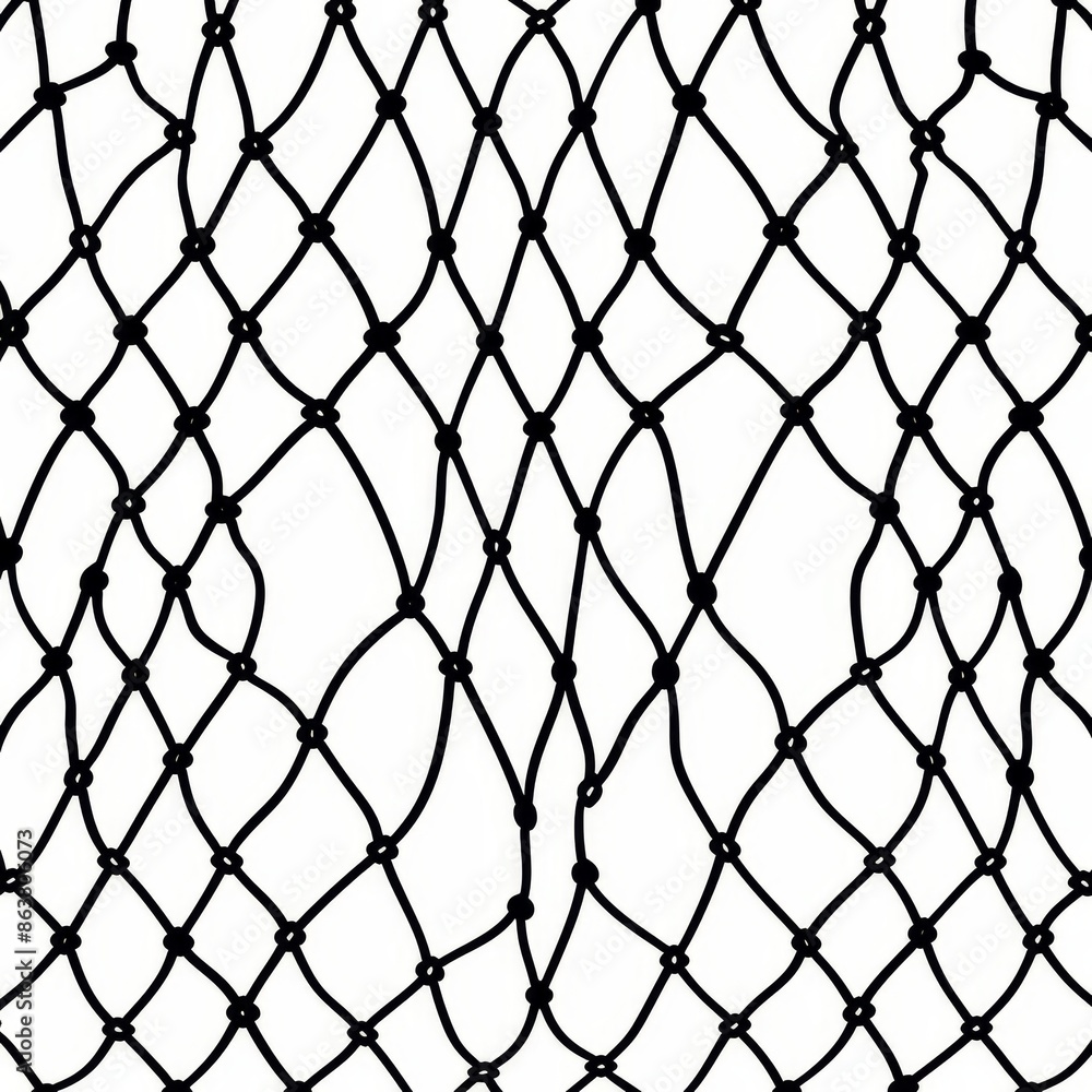 Fototapeta premium A fish net or fishing catch neat and marine mesh lattice pattern background consists of wavy lines and a mesh grid of fishing rope.