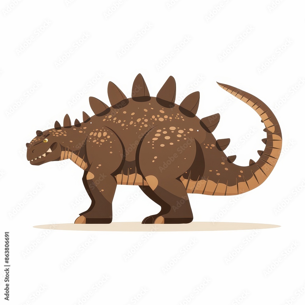 Fototapeta premium Isolated prehistoric dino, a jurassic period modern animal, and a drawing of ankylosaurus