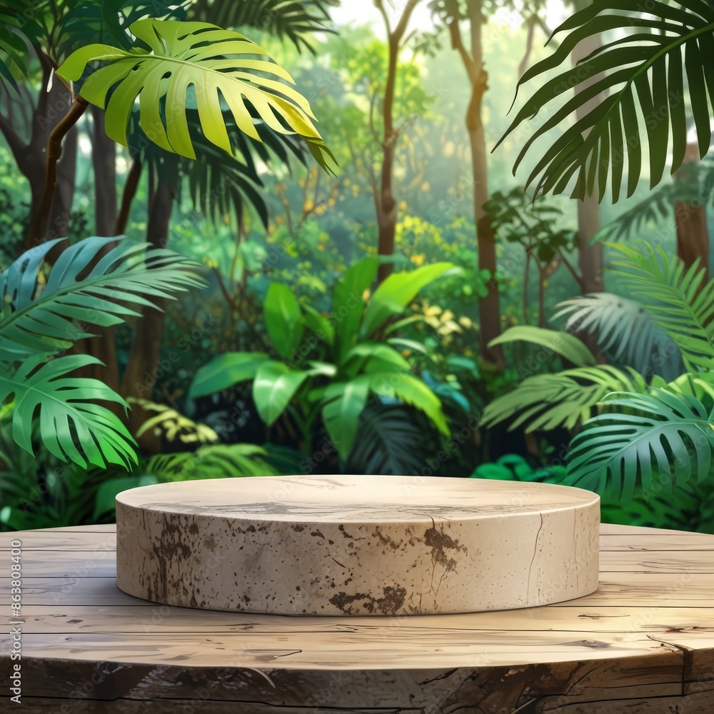 a stone sitting on a table with a plant in the background a stone sitting on a table with a plant in the background