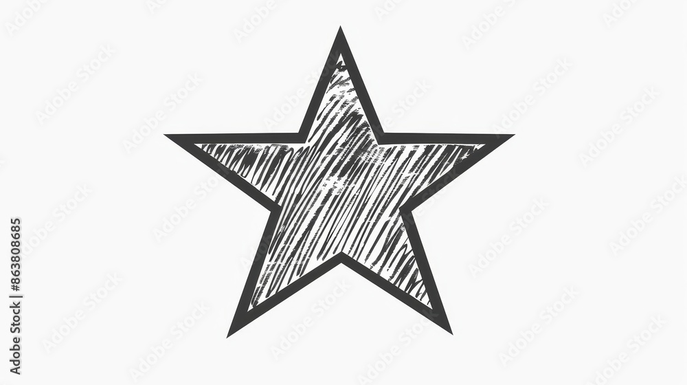 The hand drawn outline of a star isolated from the background The hand drawn outline of a star isolated from the background