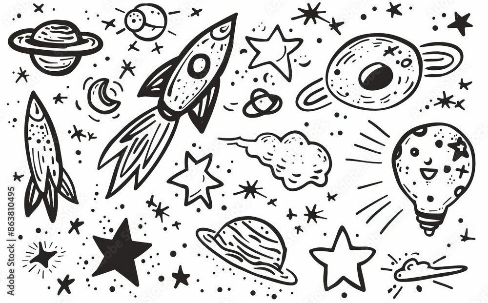 Sketch stars, scribble stars, cartoon sketchy comets or twinkle shooting stars in space, hand drawn line art. Sketch stars, scribble stars, cartoon sketchy comets or twinkle shooting stars in space, hand drawn line art.