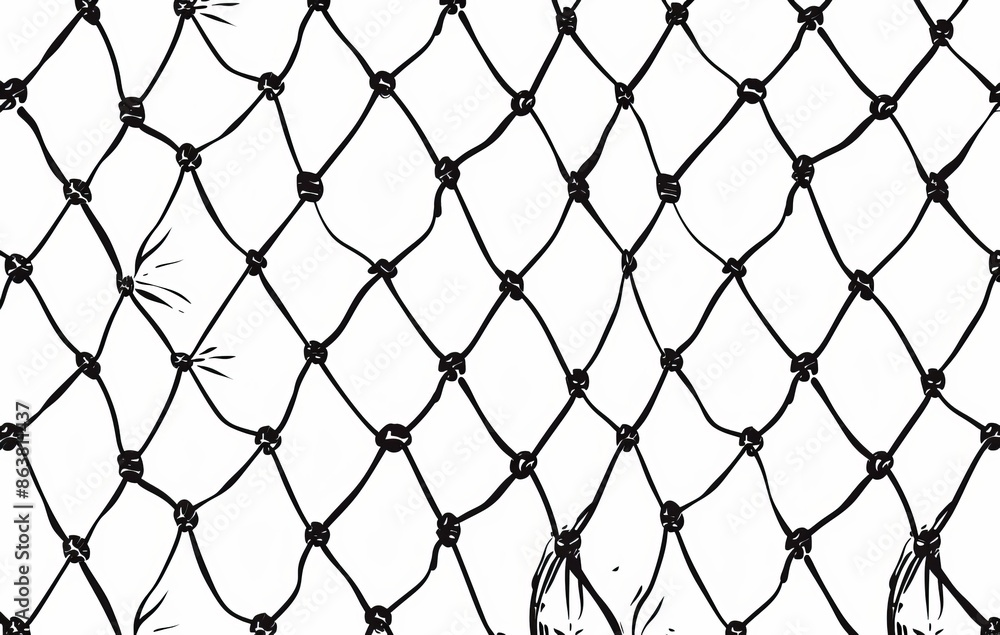 Naklejka premium Background with fishnet grid pattern. Background with fishnet fabric of lines, fisherman or hunting catch neat and marine mesh lattice pattern.