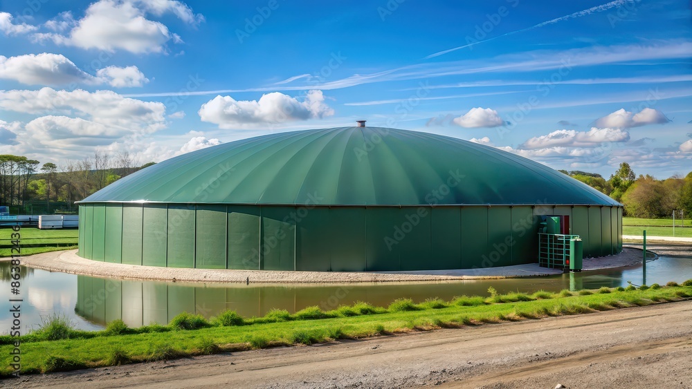 Covered lagoon digester for biogas production at a poultry farm, biogas Covered lagoon digester for biogas production at a poultry farm, biogas