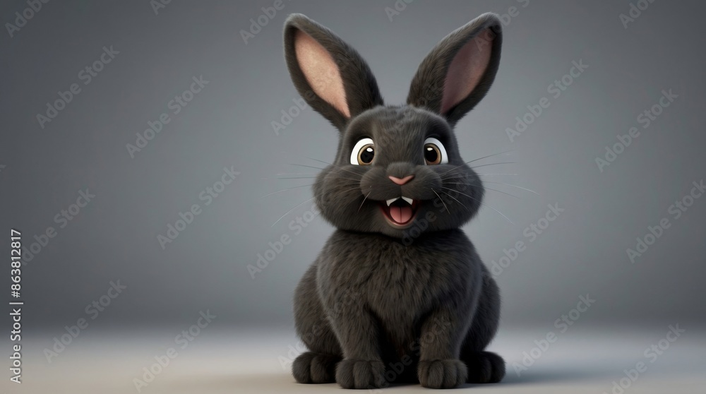 Obraz premium Cheerful Black Bunny Portrait