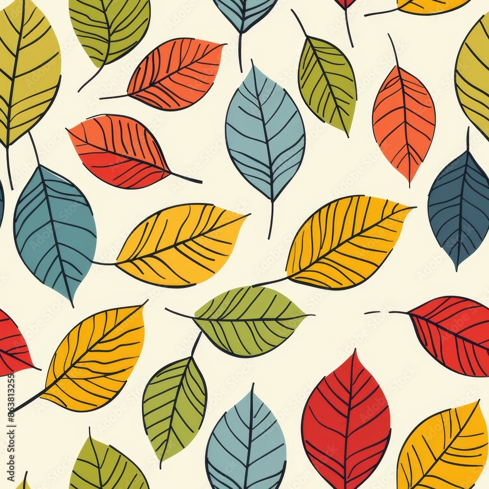 Obraz premium Seamless Autumn Leaves Pattern. Vibrant Fall Foliage Background