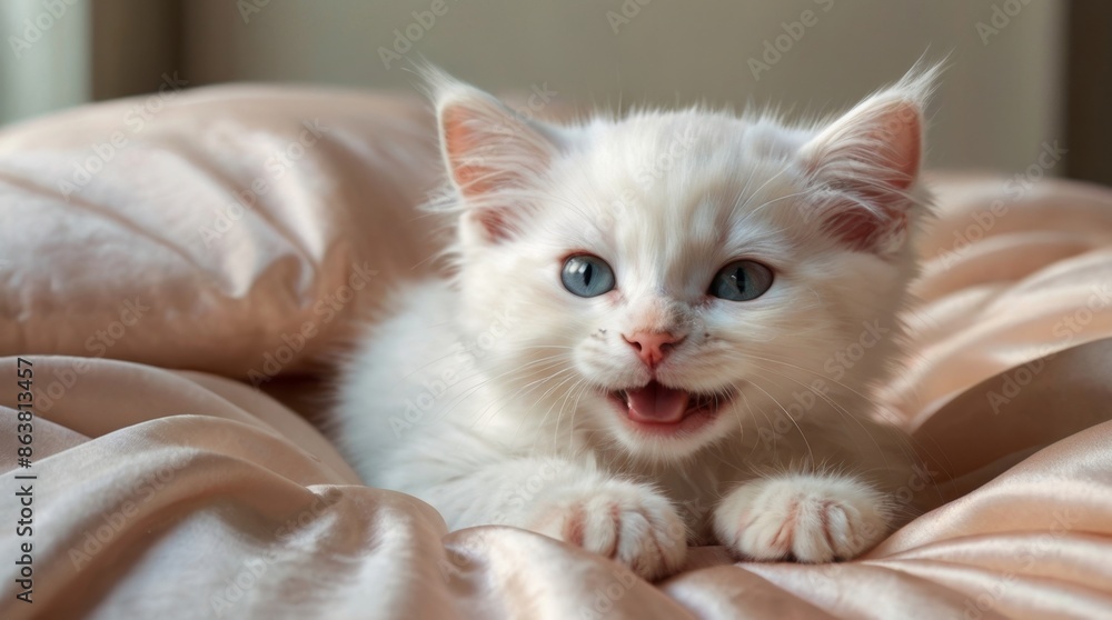 Adorable White Kitten Portrait Adorable White Kitten Portrait
