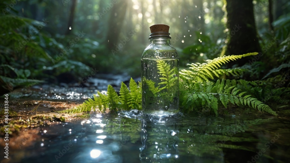 Bottle in Pristine Forest Stream Bottle in Pristine Forest Stream