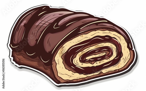 Wallpaper Mural An isolated chocolate roll Swiss cake. A modern dessert decoration featuring a cream swirl. Torontodigital.ca