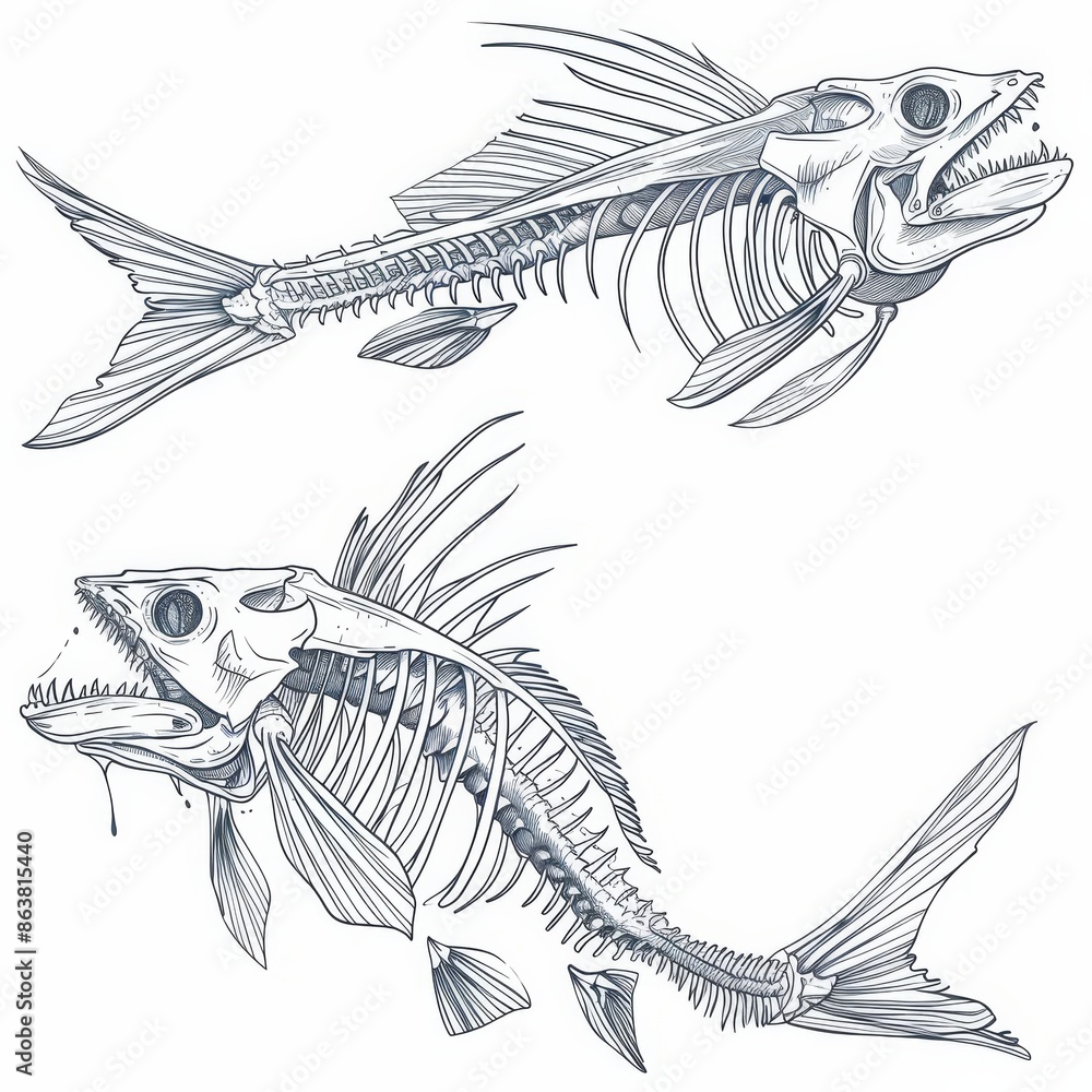 A monochrome sketch icon of an isolated giant fish with jaws or cetus, a huge sea monster or sea serpent. An ancient underwater monster animal. A monochrome sketch icon of an isolated giant fish with jaws or cetus, a huge sea monster or sea serpent. An ancient underwater monster animal.
