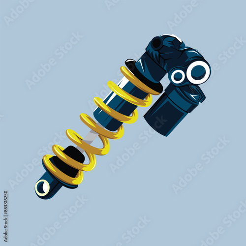 Motorcycle  Shock Absorber Engine Part Illustration Vector