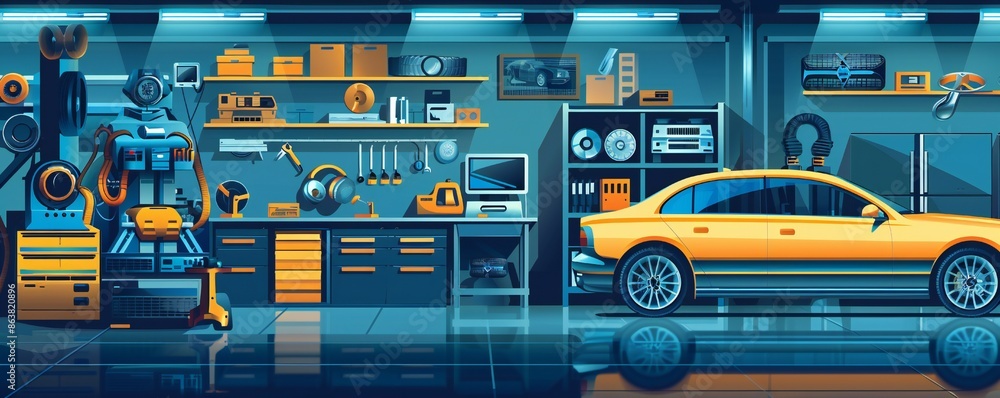 Car electronics repair service background Generative Ai Car electronics repair service background Generative Ai