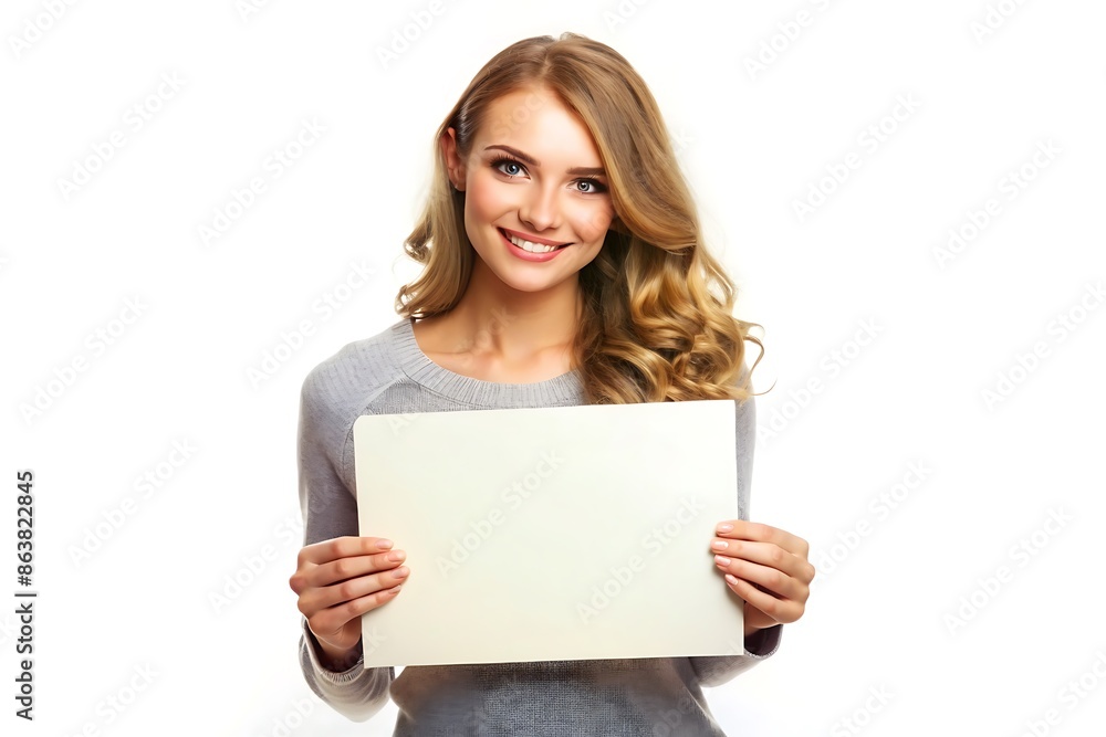Young woman holding a blank sign. Young woman holding a blank sign.