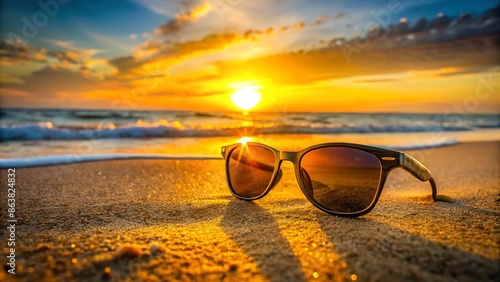 Wallpaper Mural Sunglasses on the beach at sunset. Torontodigital.ca
