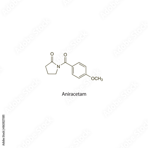 Aniracetam flat skeletal molecular structure Racetam Nootropic drug used in Dementia treatment. Vector illustration scientific diagram.