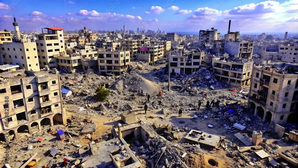 Obraz premium War-Torn Cityscape.