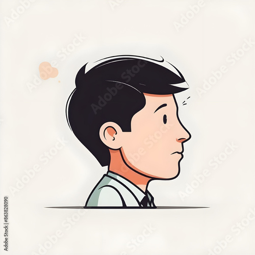 person looking to the right on yellow background, notice, gazing, stair to
