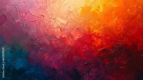 Vibrant Abstract Painting with Bold Brush Strokes and Sunset Hues