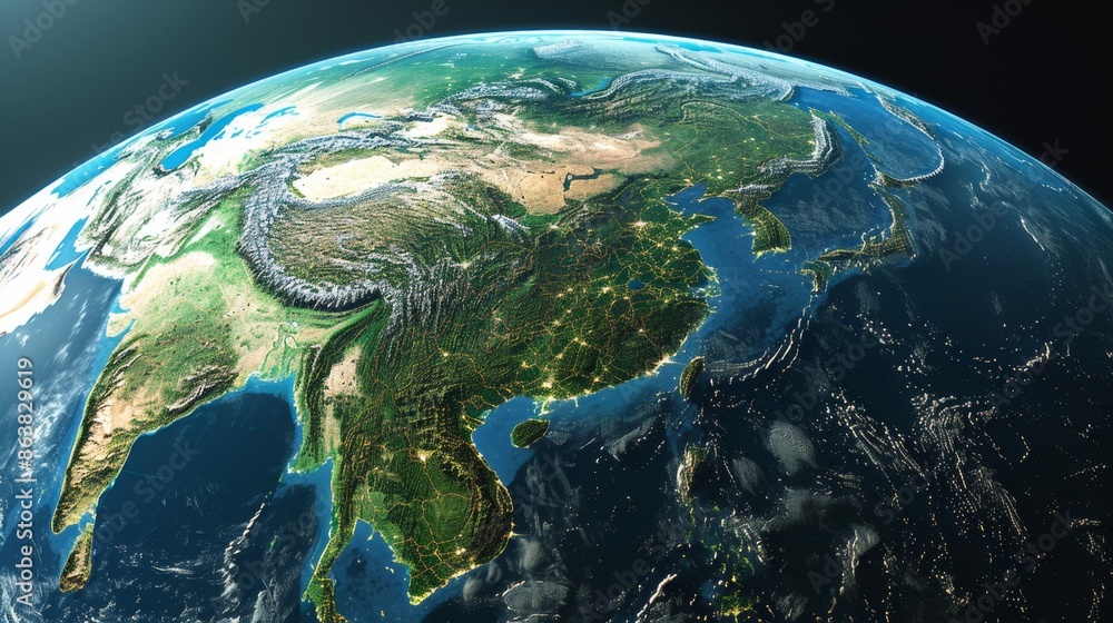 Close-up of a globe with a focus on Asia High quality images Close-up of a globe with a focus on Asia High quality images
