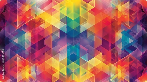 vibrant and colorful geometric pattern with a retro and vintage feel. photo