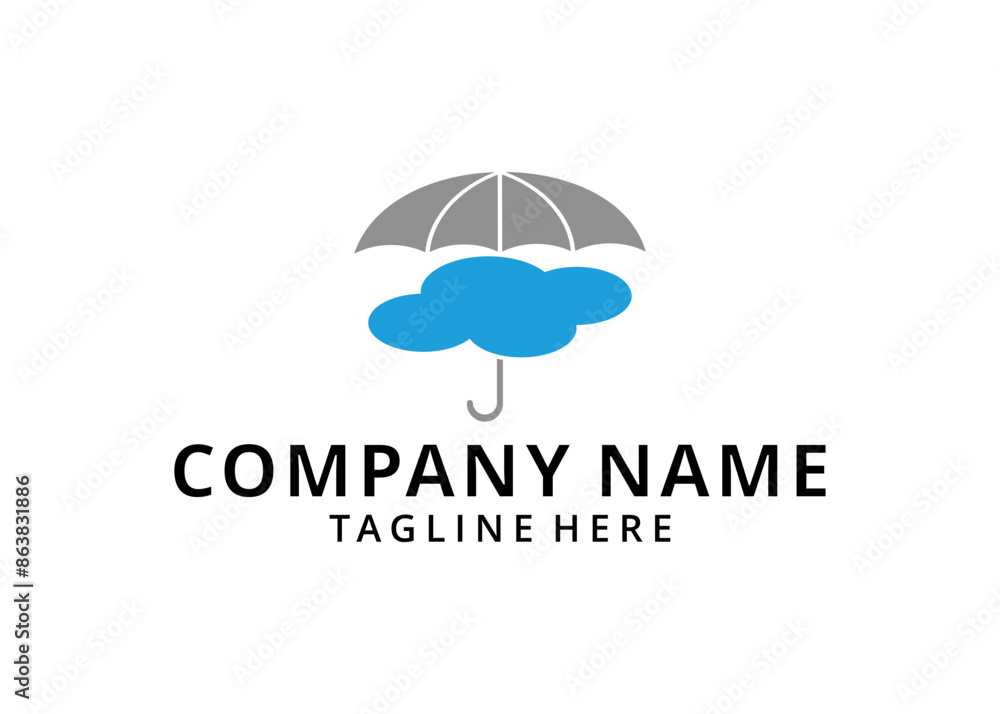 illustration Cloud and umbrella vector logo suitable for shops and cafes.vector logo illustration Cloud and umbrella vector logo suitable for shops and cafes.vector logo