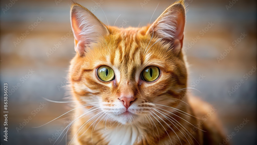 A close-up image of a cute domestic cat with orange fur and striking eyes, cat, animal, pet, domestic, fur, eyes, mammal, portrait A close-up image of a cute domestic cat with orange fur and striking eyes, cat, animal, pet, domestic, fur, eyes, mammal, portrait