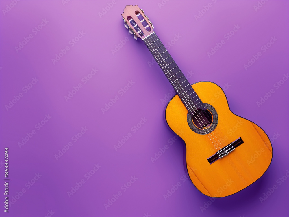 Obraz premium Strumming Elegance: Classic Guitar on a Vibrant Violet Background
