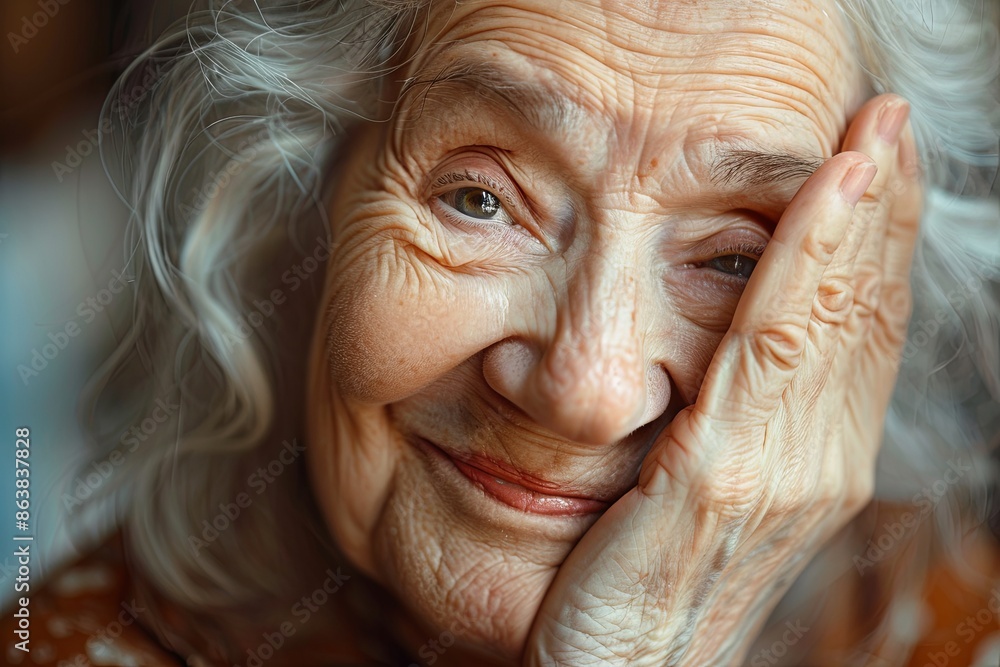 Close-up of a white lady happily placing her hand on her cheek and smiling brightly
Close-up of a white lady happily placing her hand on her cheek and smiling brightly