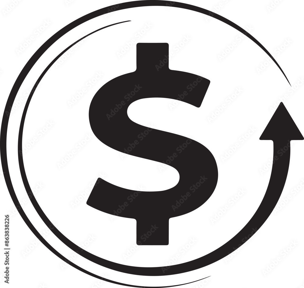 dollar sign icon arrow circle Silhouette in Vector Illustration dollar sign icon arrow circle Silhouette in Vector Illustration