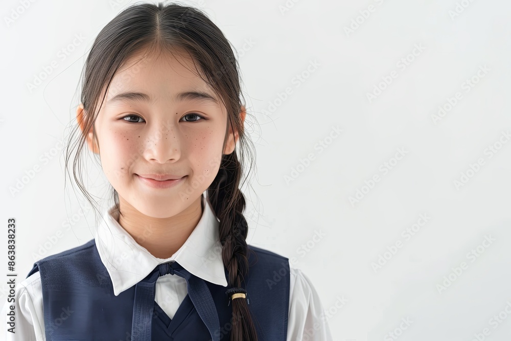 portrait of a happy asian girl with school uniform portrait of a happy asian girl with school uniform