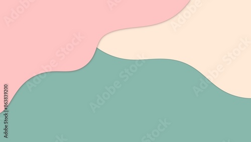 Graphic background pink green and yellow color. Papercut background.