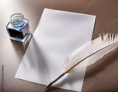 paper with ink and feather 