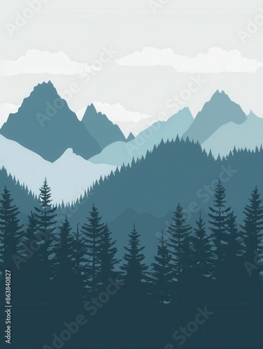 A serene mountain landscape bathed in the soft, golden glow of dawn. The peaks are silhouetted against a pastel sky, creating a tranquil and inspiring scene. Generative AI