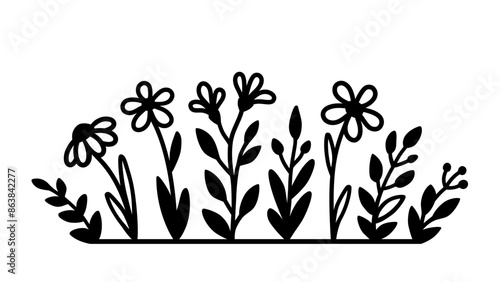 Wallpaper Mural Pattern with wildflowers and branches Torontodigital.ca